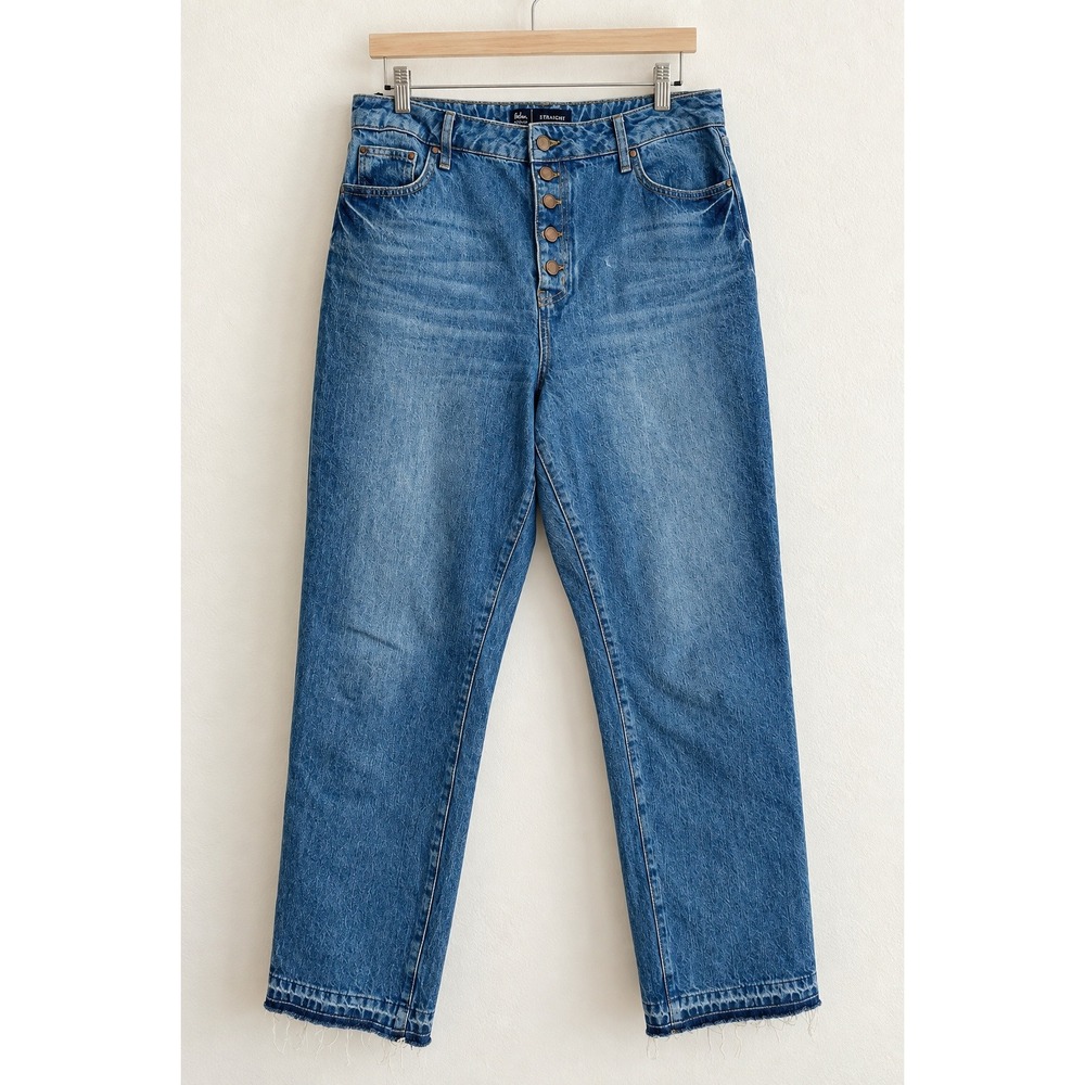 Boden Straight Button Fly Jeans 12 High Rise Raw Hem Ankle 100% Cotton R0150